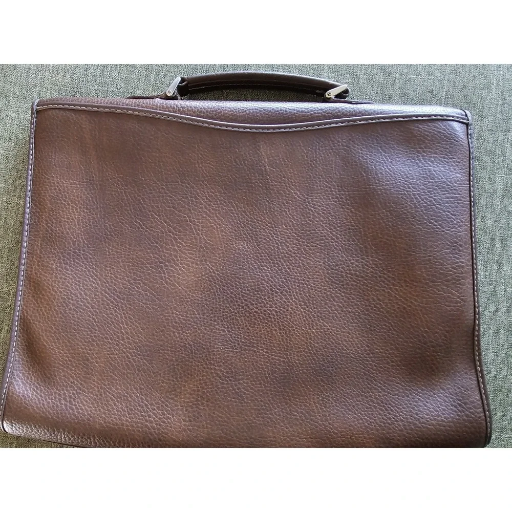 I santi‎ ITALIAN PEBBLED LEATHER BRIEFCASE, GOLD HARDWARE